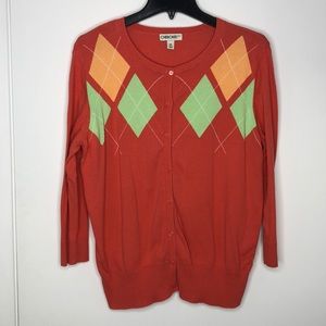 Argyle print orange sweater